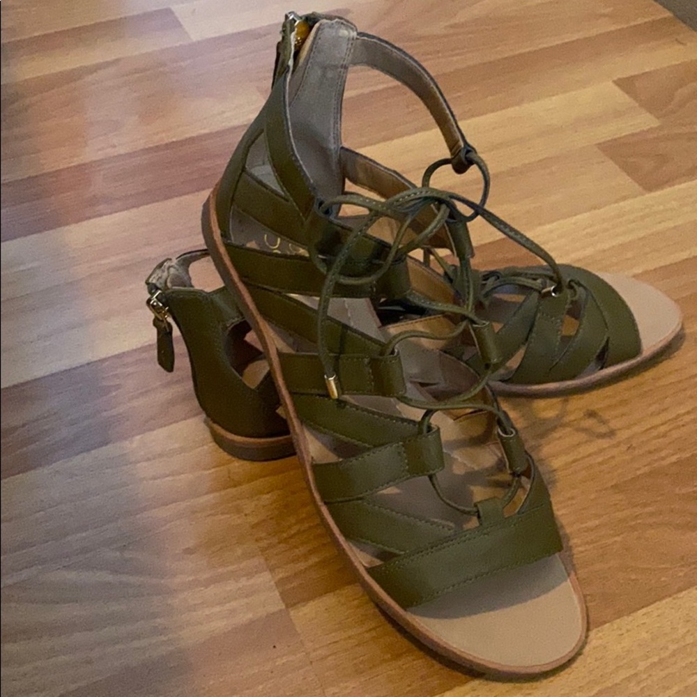Franco Sarto Olive Green/Gold gladiator sandal